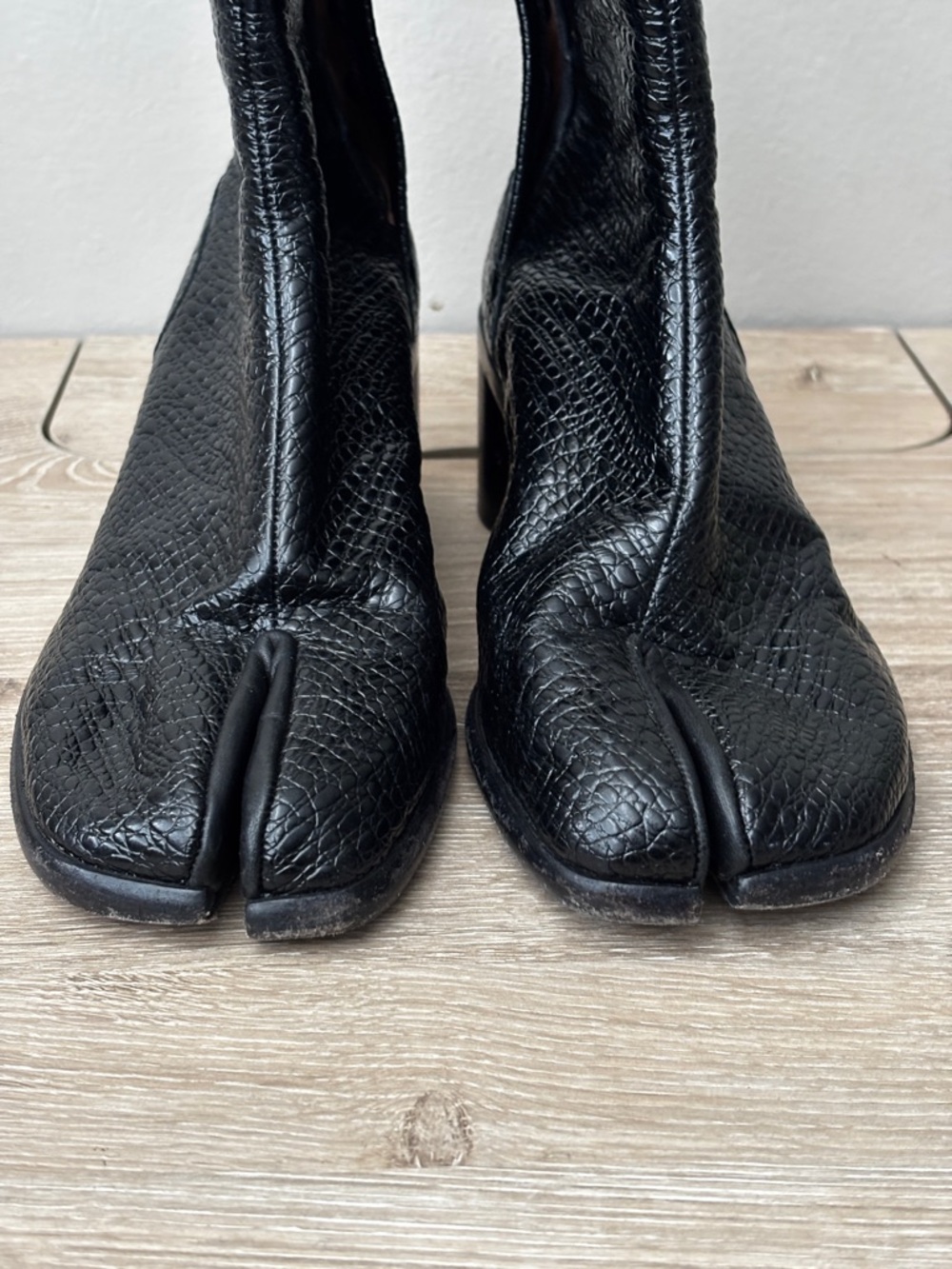 sz39 Margiela Tabi Black Textured heeled boot - Picture 4 of 12
